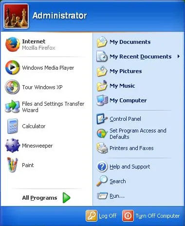 Windows XP Start Menu